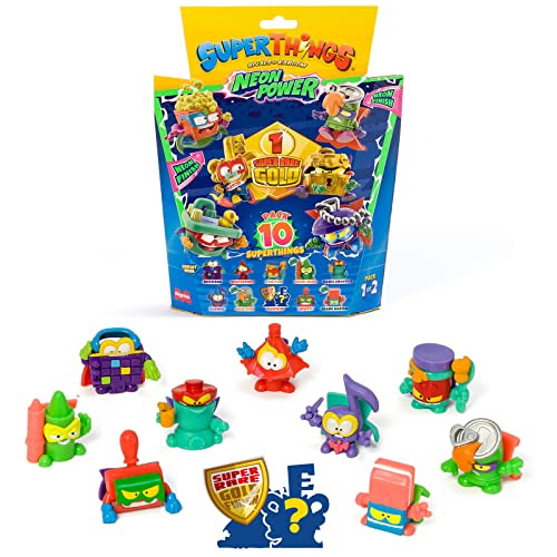 SuperThings Neon Power Pack 10 SuperThings MAGIC BOX - Brinquedos - superthings, neon power, 10 superthings, figura dourada