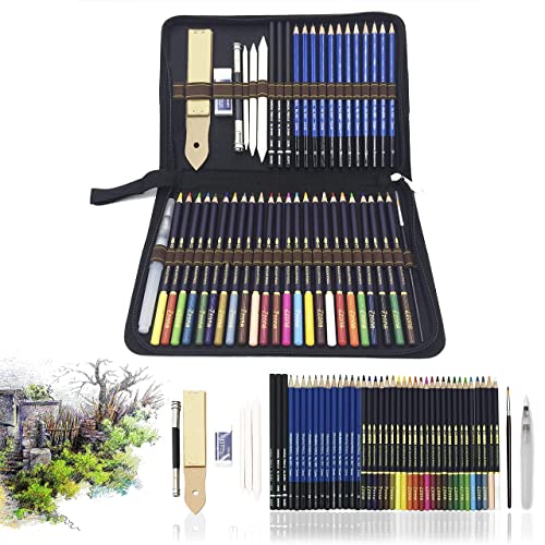 Conjunto de 54 Lápis de Cor para Desenhos Zzone - Kits de desenho e pintura - conjunto, 54 lápis de cor, desenhos