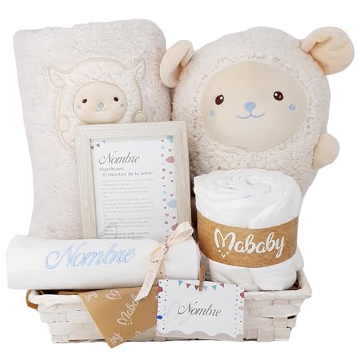 Mala de Bebé MABABYSHOP Happy Ovelha (Azul - 35 x 25 x 20 cm) Mababy - Conjuntos de presente para bebê - nome bordado, suporte foto, capa almofada, ovelha