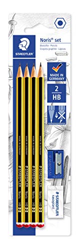Lápis de Carvão NORIS 4 Lápis de Carvão HB + Borracha + Afiador Staedtler - Lápis - hb, borracha, afiar, resistente