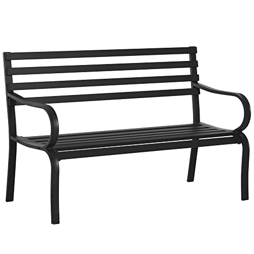 Banco de Jardim Outsunny | 127 x 58 x 82 cm - Preto Outsunny - Bancos de exterior - 127x58x82 cm, preto