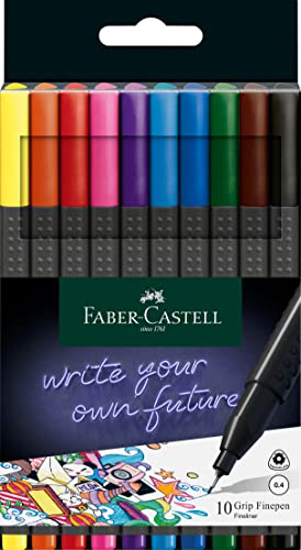 Canetas de Feltro Faber Castell Grip Fineliner Set 10 Cores Faber-Castell - Canetas - canetas, feltro, pontas finas, desenho, ilustração, borracha
