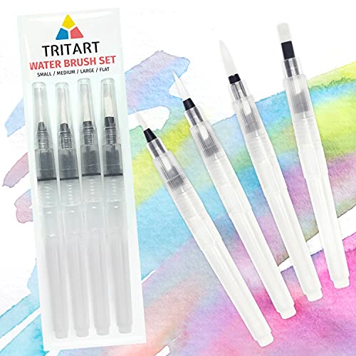 Conjunto de 4 Pincéis Tritart Recarregáveis Tritart - Ferramentas de medição e marcação de artesanato - 4 pincéis, recarregáveis, nylon sintético, ponta fina