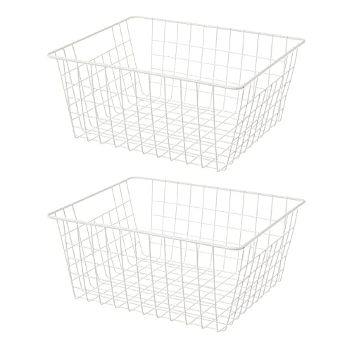 Conjunto de 2 Cestos de Metal Líquido Branco 28X21X11Cm LOLAHOME LOLAhome - Cestas - metal, branco, 28x21x11cm