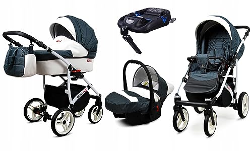 Carrinho de Bebé com Sistema de Viagem 4 em 1 BABYLUX Babylux - Móveis para bebês e crianças pequenas - 4 em 1, tecido, prateado, cinzento escuro