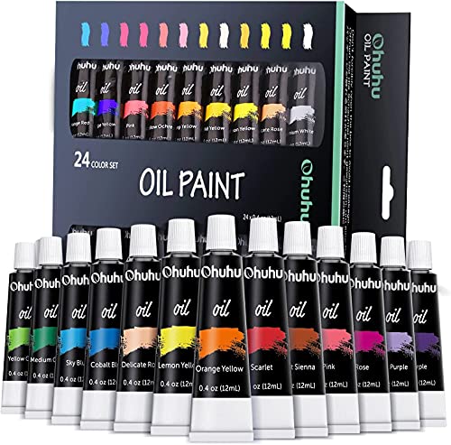 Conjunto de Tintas OHUHU (24 Tubos - 12ml) Ohuhu - Materiais de arte e artesanato - pinturas al óleo, 24 tubos, 12 ml, 24 cores