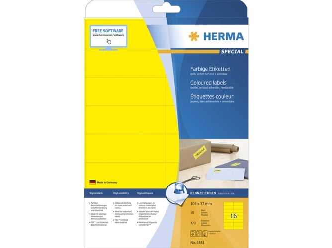 Herma Labels white 55x38 SuperPrint 320 pcs. HERMA - Etiquetas e tags - 320 peças, 55.5 x 38 mm, superprint, herma