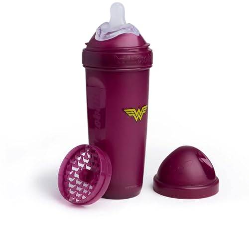 Biberão de Silicone Wonder Woman 2 em 1 (0-6 meses) - 340 ml HEROBILITY Herobility - Biberões - silicone, 0-6 meses, 340 ml, 2 em 1