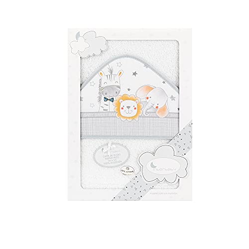 Toalha para Bebé INTERBABY Animalitos (Branco e Cinzento) Interbaby - Toalhas de banho e panos de limpeza - algodão, rizo, 100x100 cm