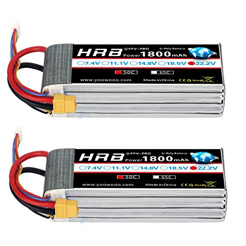Bateria Hrb 2Pcs 1800Mah 6S 22.2V 50C LiPo para Rc HRB POWER - Baterias - 1800mah, 22.2v, 50C, 6s