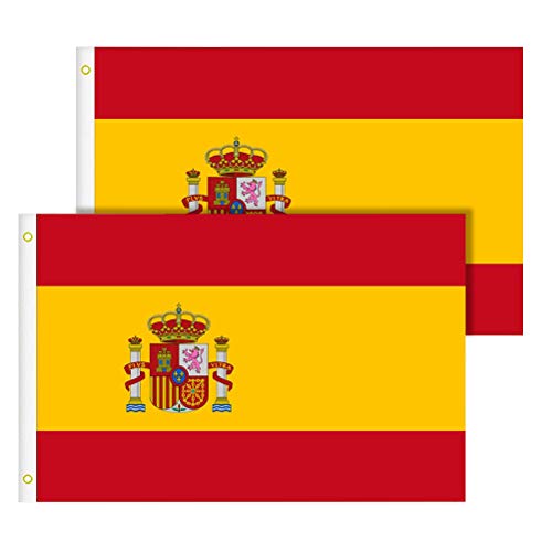Bandeira Espanha Grande 2Pcs Bandeira Espanha Resistentes À Intempérie 90X150Cm TIMESETL - Bandeiras e cataventos - espanha, grande, resistente à intempéries, poliéster