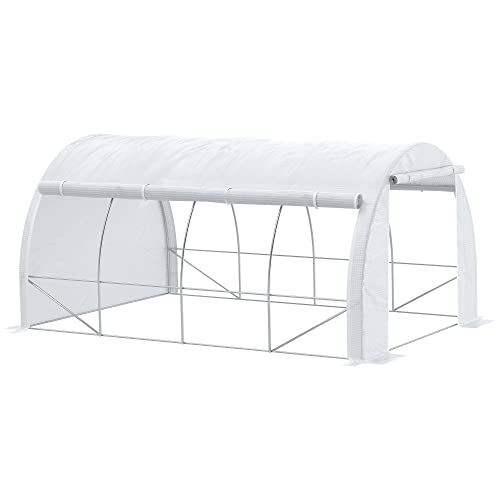 Fogão a Carvão Outsunny 4X3X2M com Porta Removível e 8 Janelas - Branco Outsunny - Estufas - fogão, carvão, outsunny, porta removível, 8 janelas, branco