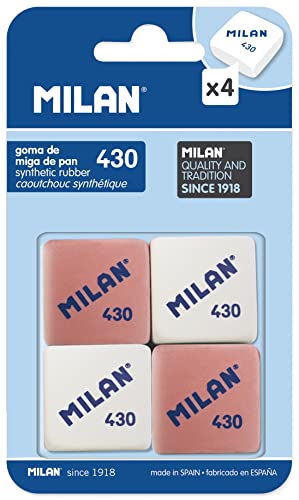 Goma Quadrada MILAN (Multicor - 4 Unidades) Milan - Borrachas - caucho sintético, miga de pan, multicor, 4 unidades