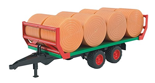 Bruder Trator com Reboque de Feno e 8 Garrafas Redondas Bruder - Brinquedos - trator, reboque, feno, garrafas
