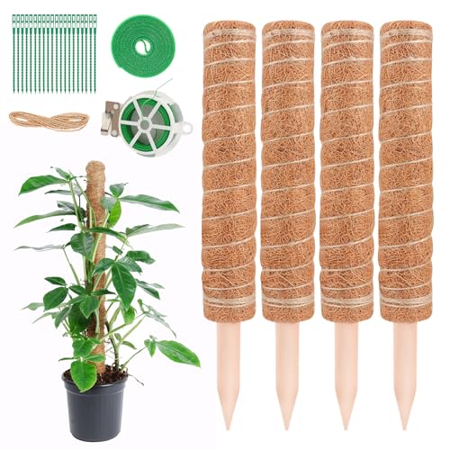 Suporte para Plantas NVIYAM 4 Peças 40Cm Bastão de Coco NVIYAM - Gaiolas e suportes para plantas - fibra de coco, madeira natural, 40cm, durável