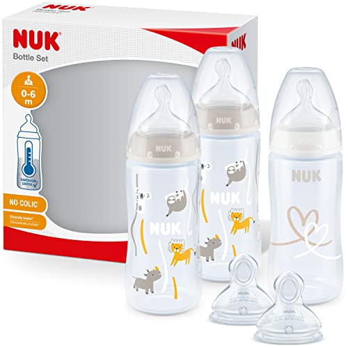 Conjunto de biberões NUK First Choice + (2 x 300 ml) NUK - Biberões - 300 ml, indicador de temperatura, tetina em silicone