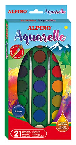 Conjunto de Tintas ALPINO (Multicor - 21 Unidades) Alpino - Meios de pintura - multicor, 21 unidades, base água, pincel