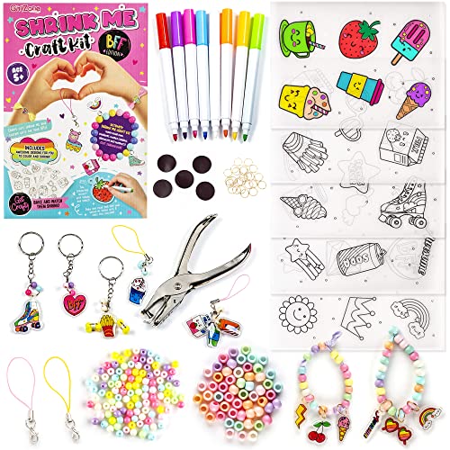 Kit de Artesanato GIRLZONE (Idade minima recomendada: 6 anos) GIRLZONE - Kits de artesanato de brinquedos - 15 folhas, acessórios, pulseiras, ferramentas