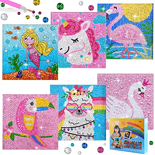 Kit de artesanato para crianças 5D DIAMOND PAINTING 6 peças (8 anos) LYJOW - Enfeites e acabamentos - artesanato, 5D, diamond painting, animais, ferramentas