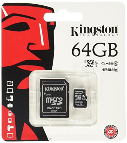 Cartão de Memória MicroSD KINGSTON SDCX10-64G Kingston - Cartões de memória flash - 64 gb, MicroSDXC, Classe 10, 25 MB/s