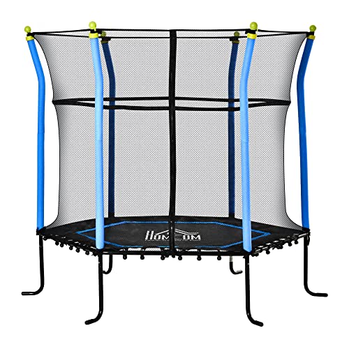 Trampolim Infantil HOMCOM | Ø160 x 163.5cm - Preto SPANISH AOSOM - Trampolins - segurança, cordão elástico, interior exterior