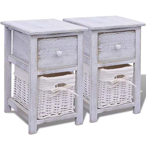 Mesa de cabeceira vidaXL 2 unidade madeira 28 x 31 x 45 cm branco vidaXL - Conjuntos de móveis - madeira, 28x31x45 cm, branco