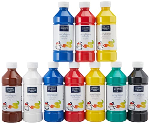 Tinta Acrílica LEFRANC&BOURGEOIS 10 Frascos 500ml COLART - Materiais de arte e artesanato - 500 ml, 10 frascos, acrylic paint