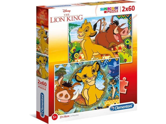 Puzzle CLEMENTONI Supercolor The Lion King (Idade Mínima: 5 Anos - 60 Peças) CLEMENTONI - Quebra-cabeças de encaixar - puzzle, CLEMENTONI, supercolor, lion king, disney, madeira