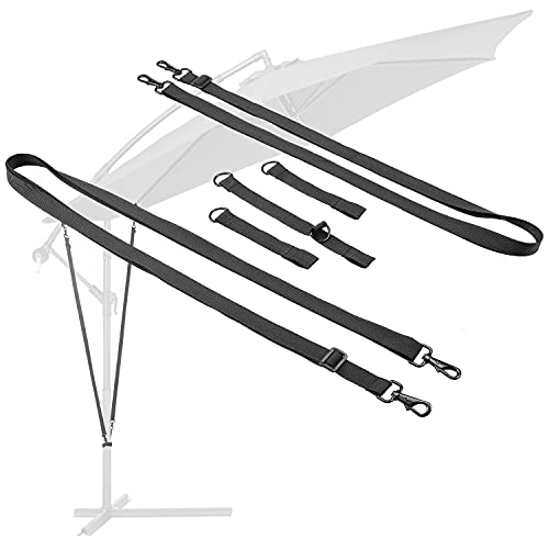 Conjunto de Proteção contra Vento para Guarda-Sol Cantilever Kingsleeve - Móveis de exterior - proteção contra vento, 5 peças, extensão ajustável, fixação segura