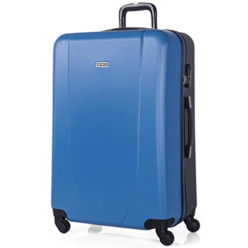 Mala de Viagem Grande ITACA Abs Texturizado Azul (75x50x30cm - 100 L) ITACA - Malas - 75x50x30cm, 100 L, telescópica, 4 rodas, 2 asas