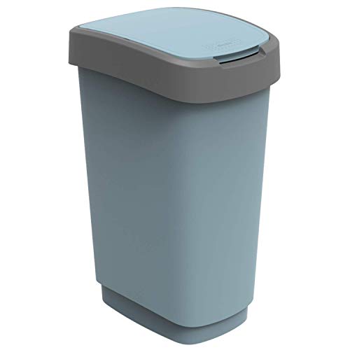 Caixote do Lixo ROTHO Twist 50L (Azul - 40.1x29.8x60.2cm) Rotho - Lixeiras e cestos de lixo - 50L, plástico resistente, anti-deslizante, design moderno