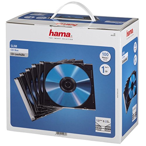 Caixa para Discos HAMA Slim Case (Acessório Imagem e Som) Hama - Estojos e organizadores de cd/dvd - 100 discos, preto, plástico