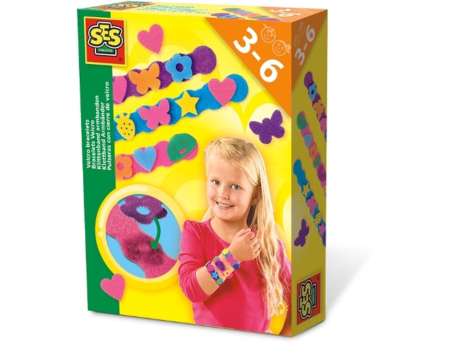 Braceletes de Velcro SES CREATIVE (Idade minima recomendada: 3 anos) SES CREATIVE - Kits de artesanato de brinquedos - velcro, 3 anos, conjunto, criativo