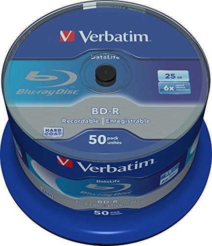 Disco de Blu-Ray Virgem VERBATIM BD-R Datalife 6x BD-R 25 GB Verbatim - Mídias vazias - 25 GB, 6x BD-R, BD-R