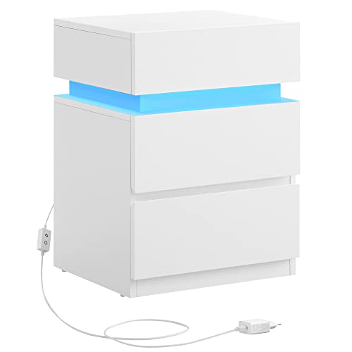 Mesa de Cabeceira VASAGLE LET630T10 (Branco - 35x40x55cm) VASAGLE - Conjuntos de móveis - aglomerado, branco, gaveta, 35x40x55cm
