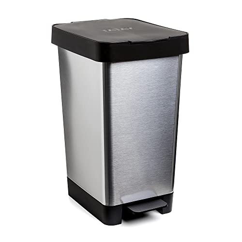Caixote do Lixo TATAY Smart Steel AMZ (Plástico - 33.5 x 40.2 x 46 cm) TATAY - Lixeiras e cestos de lixo - 25l, pedal retrátil, plástico polipropileno, furos na parte posterior