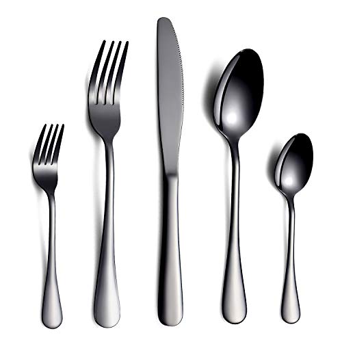 Conjunto de Talheres HOMQUEN Preto (Material: Aço inoxidável - 30 peças) Bergland - Jogos de talheres - aço inoxidável, preto, 30 peças