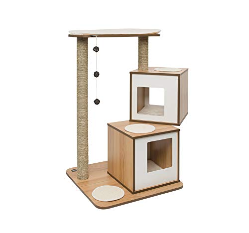 Arranhador para Gato HAGEN V-Doble Vesper Faia VESPER - Mobiliário para gatos - multi-nível, almofadas de espuma, tapete de feltro, bolas de rattan