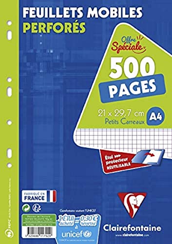 Recarga para Caderno CLAIREFONTAINE Multilargos e Quadrados Clairefontaine Rhodia - Papel para fichários - multilargos, quadrados, 250 folhas, 90g/m2