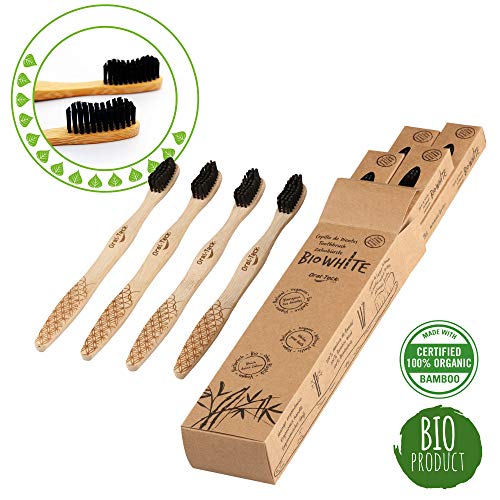 Escova de Dentes de Bambu BOSTON TECH Bio Branco (Medium) Boston Tech - Cuidados com a higiene oral - bambu, bio, branco, medium