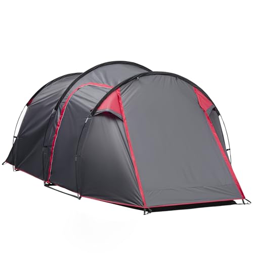 Tenda de Campismo Outsunny | 426 x 206 x 154 cm - Bege SPANISH AOSOM - Barracas - 426x206x154 cm, 17.5 kg, poliéster, fibra de vidro, 2-3 pessoas