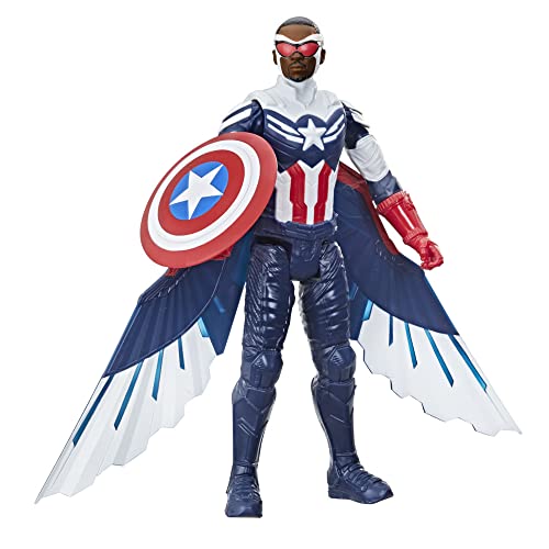 Figura de Ação MARVEL Avengers The Falcon and Captain America Titan Hero Series Hasbro - Bonecos de ação e brinquedo - falcon, captain america, espada, escudo, armadura