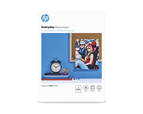 Papel Fotográfico HP Everyday Photo Paper 25 Folhas HP - Papel de impressora e copiadora - 25 folhas, brilhante, rápida secagem, HP Photo Creations