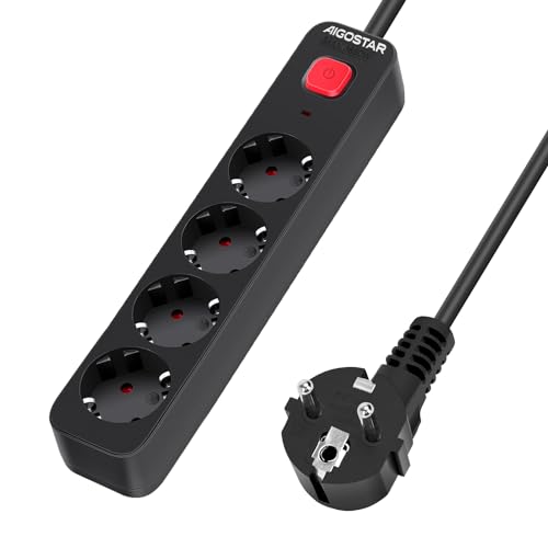 Extensão Elétrica AIGOSTAR 300100HKT (4 Tomadas - Tipo F - 3 m) Aigostar - Fios e cabos elétricos - 4 tomas, tipo f, 3 m, interruptor