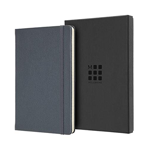 Caderno Liso e Pautado Moleskine Grande - Azul (Livros e Revistas) Moleskine - Cadernos e bloco de notas - capa em pele, elástico, bolsa interior, pautado