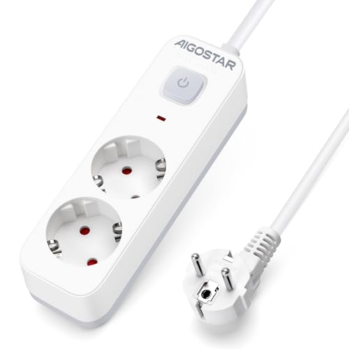 Extensão Elétrica AIGOSTAR 300100BKK (2 Tomadas - Tipo F - 3 m) Aigostar - Fios e cabos elétricos - 2 tomadas, tipo f, 3 m, interrupção