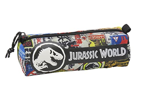 Estojo CYP BRANDS Jurassic World Dino Danger CYP - Estojos para canetas e lápis - 3 compartimentos, poliéster, tecido suave, forro de veludo