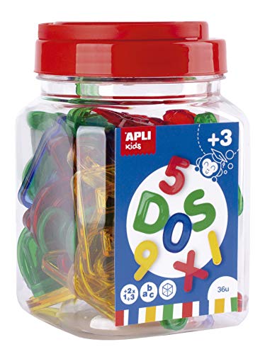 Jogo Educativo APLI KIDS Transparente (Idade Mínima Recomendada: 3 anos) APLI - Jogos - 36 letras, 36 números, cores diferentes, altura 5 cm