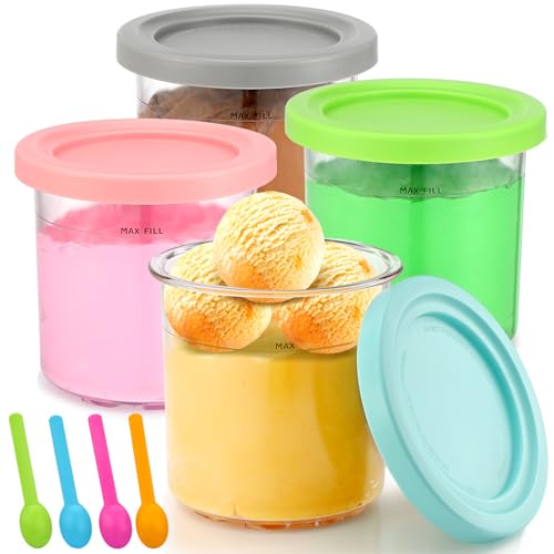 Conjunto de 4 recipientes para creme GOWKEEY Gowkeey - Recipientes de armazenamento de alimentos - conjunto, recipientes, creme, golkeey, tampa, ar fresco