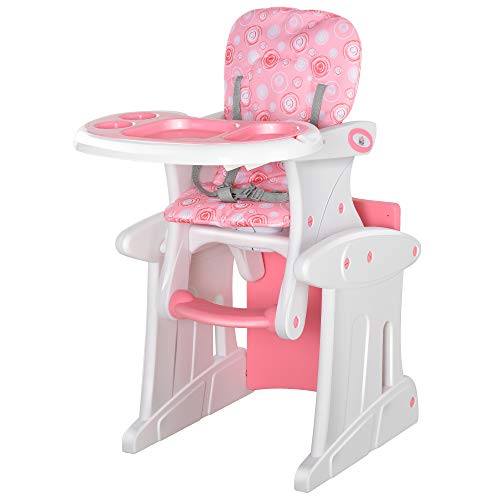 Cadeira de Refeição HOMCOM Rosa (57 x 59 x 105 cm) HOMCOM - Cadeiras altas e assentos elevatórios - rosa, 57x59x105 cm